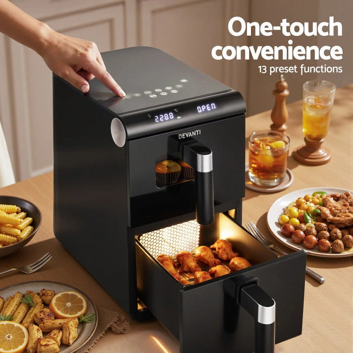 Aaponminimarket Devanti Air Fryer Oven 11L Dual Zone Fryers