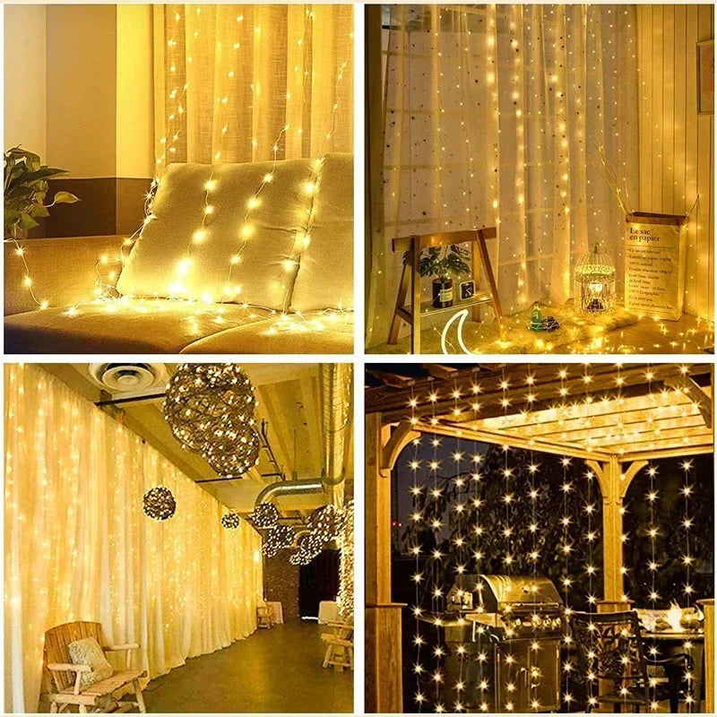 3m x 3m LED Curtain Fairy Lights – 300 LEDs, USB, Remote – view 5