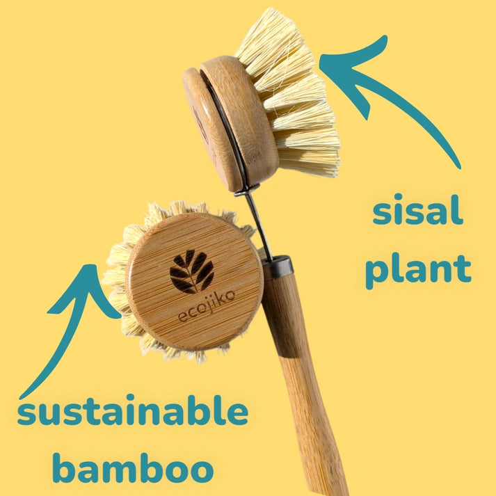 Aaponminimarket Bamboo Dish Brush with Replaceable Head