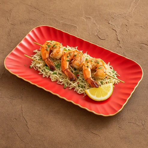 Aaponminimarket Luxury Red Ceramic Serving Platter