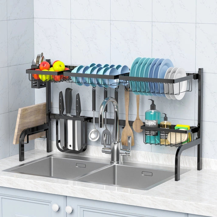 Aaponminimarket NNECW 2-Tier Over Sink Adjustable Dish Drying Rack