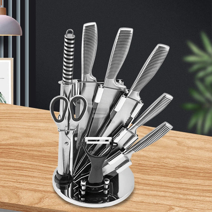 Aaponminimarket NNEDSZ 8PC Stainless Steel Knife Block Set