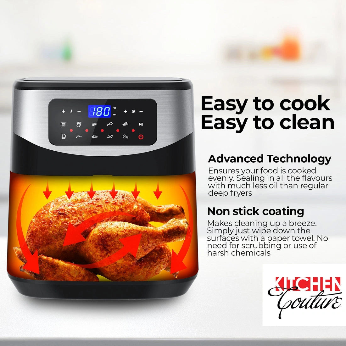 Aaponminimarket NNEIDS Kitchen Couture Digital 12L Air Fryer - Silver