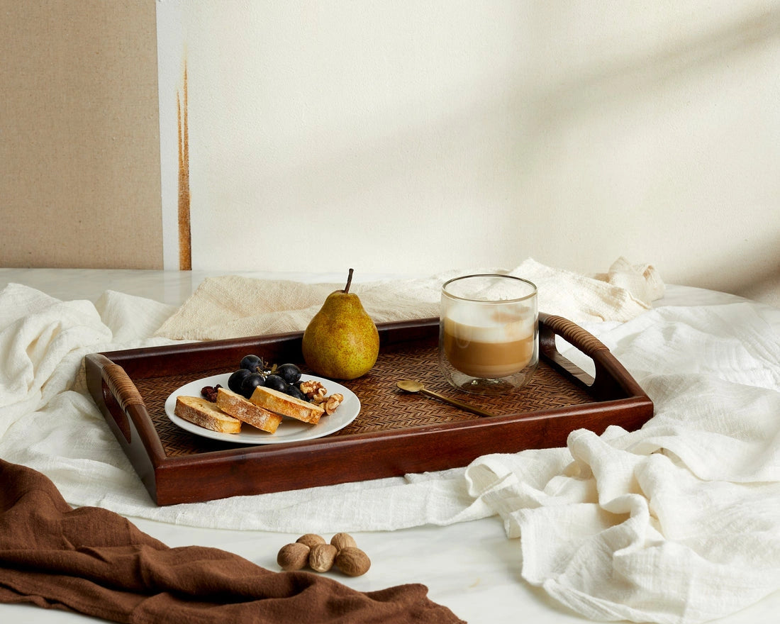 Aaponminimarket Rectangle Vera Rattan & Wood Tray