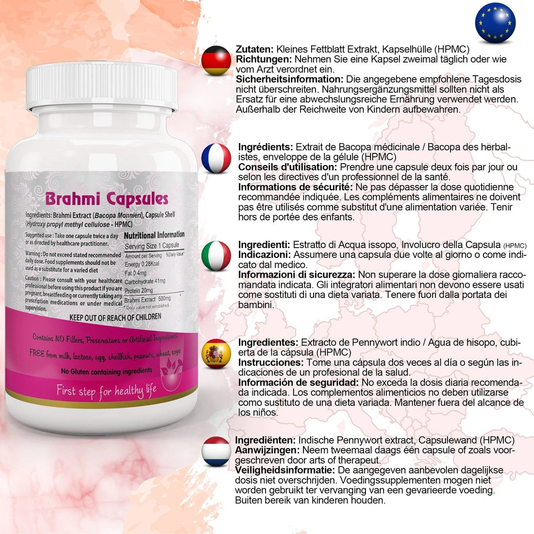 Aaponminimarket Aushadh Brahmi Capsules (Bacopa, Water Hyssop) Memory & Focus Support - Vegan, Gluten Free, Non-GMO, 60 Capsules
