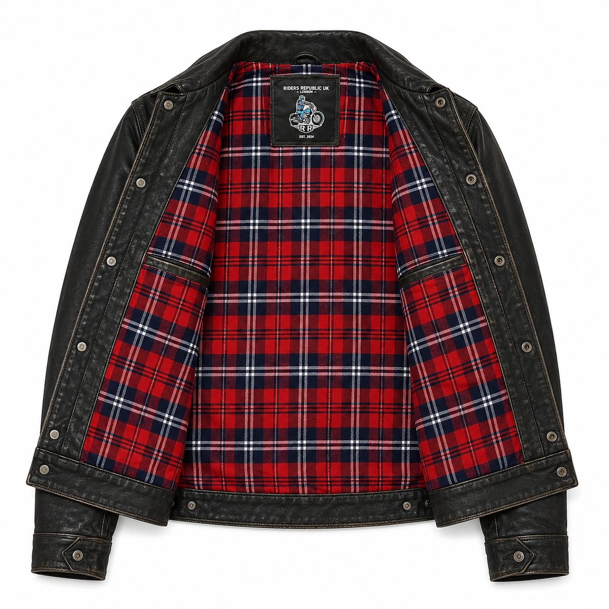Men’s Distressed Leather Trucker Jacket