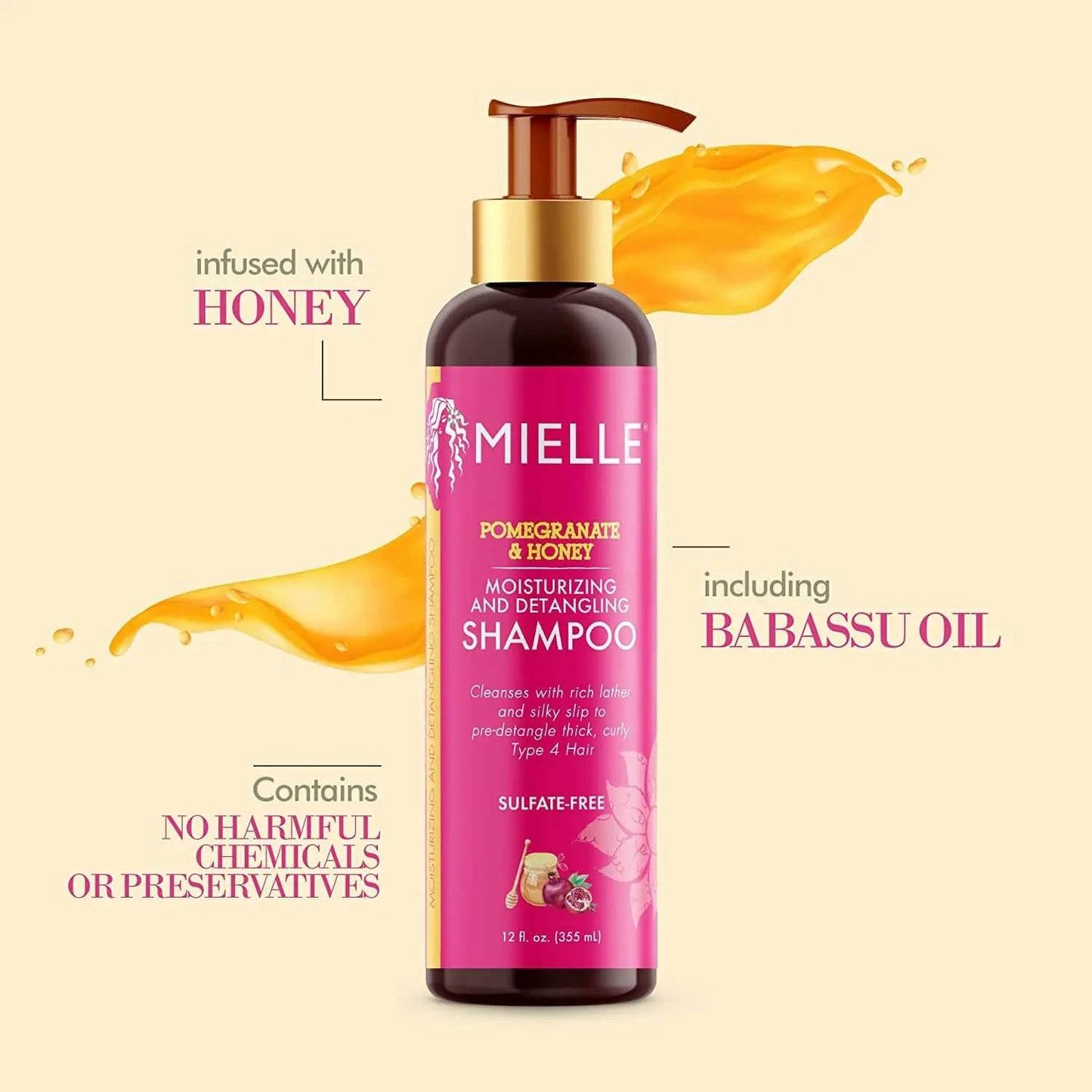 Mielle Organics Pomegranate & Honey Moisturising and Detangling Shampoo 355ml Aapon Mini Market Ltd