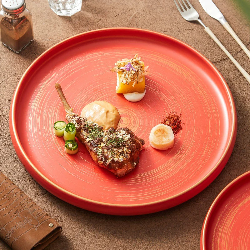 Aapon mini market -Handcrafted Matte Ceramic Plate with Raised Rim