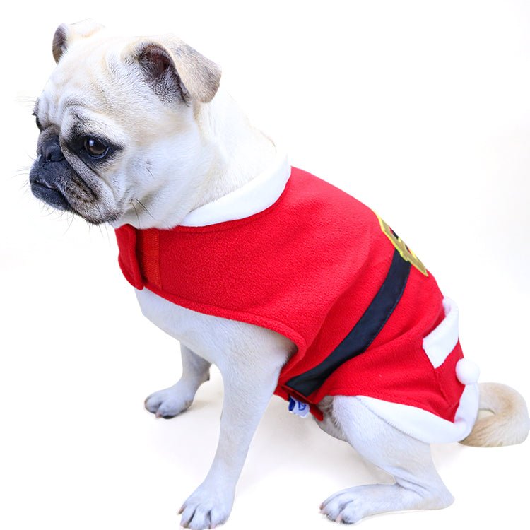 Santa Dog Coat with Belt & Pompom Pockets – Red (S–XL) – view 5