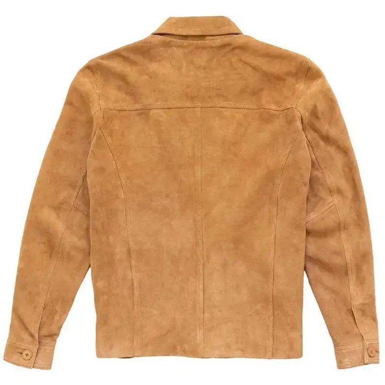 Mens Genuine Suede Leather Trucker Jacket