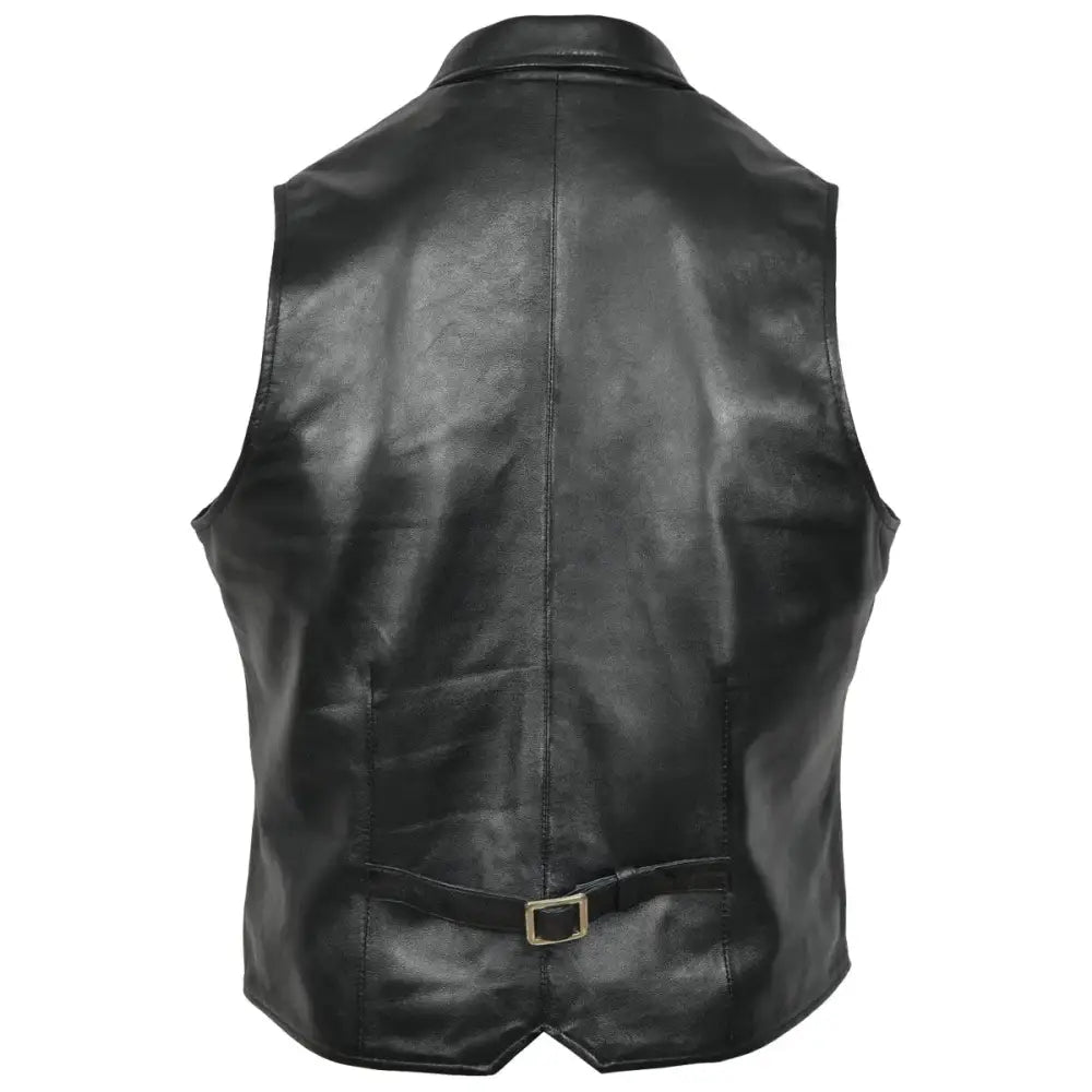 Men’s Black Leather Party Vest