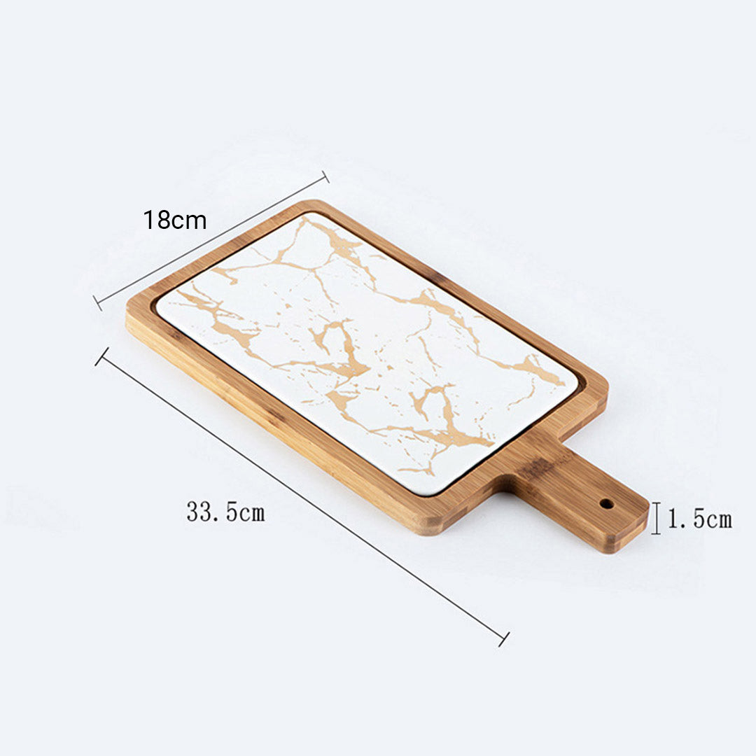 NNEAGS 33.5cm White Square Wooden Serving Tray