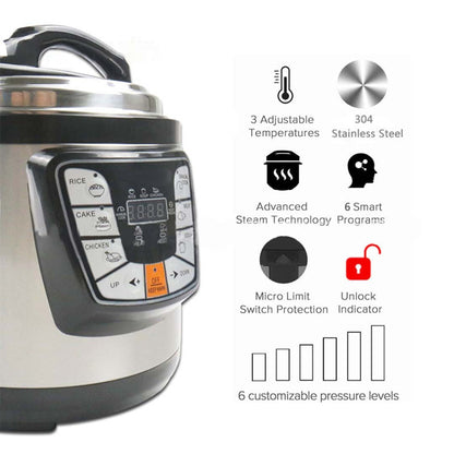 NNEAGS Stainless Steel Electric Pressure Cooker