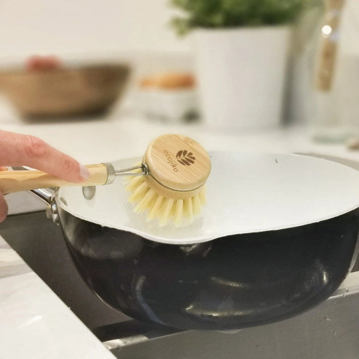 Aaponminimarket Bamboo Dish Brush with Replaceable Head