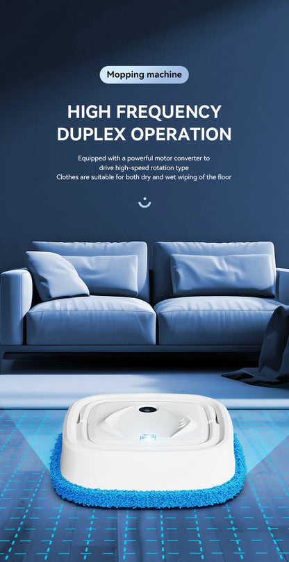 Aaponminimarket Black Smart Robotic Floor Mop with Humidifier Spray