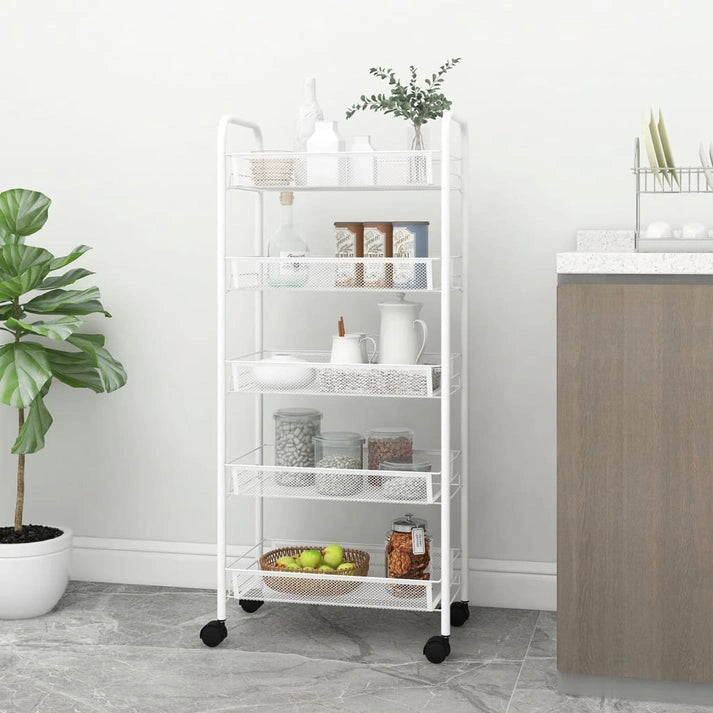 Aaponminimarket NNEVL 5-Tier Kitchen Trolley White