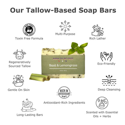 Aaponminimarket Basil & Lemongrass Tallow Soap Bar