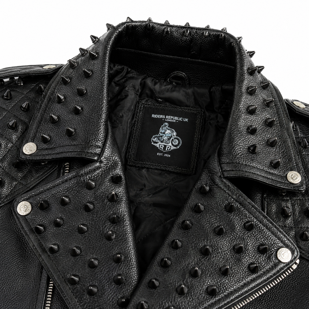 Men’s Black Studded Leather Biker Jacket