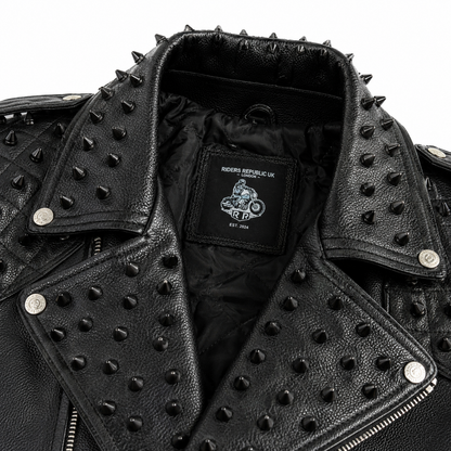 Men’s Black Studded Leather Biker Jacket