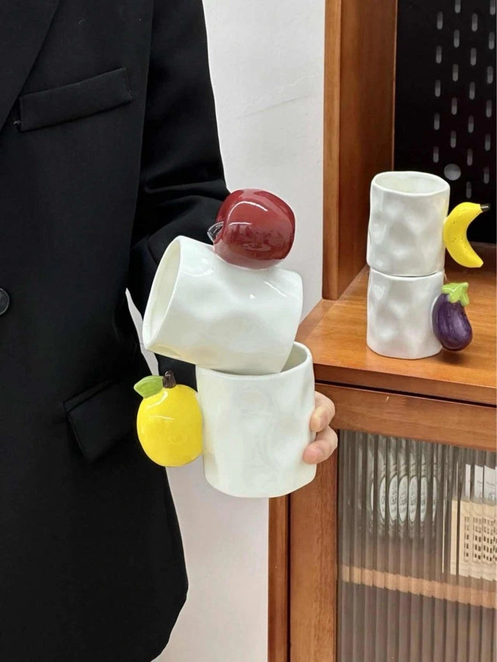 Aaponminimarket Handmade Cute Fruit Ceramic Coffee Mug
