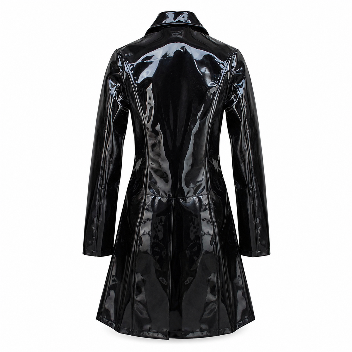 Women’s Vinyl PVC Double-Breasted Military Coat