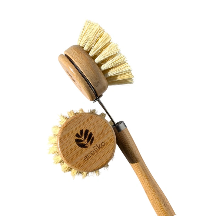 Aaponminimarket Bamboo Dish Brush with Replaceable Head