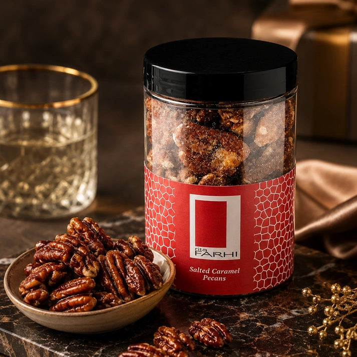 Aaponminimarket Caramelised Salted Caramel Pecans in a Luxury Gift Jar 200g