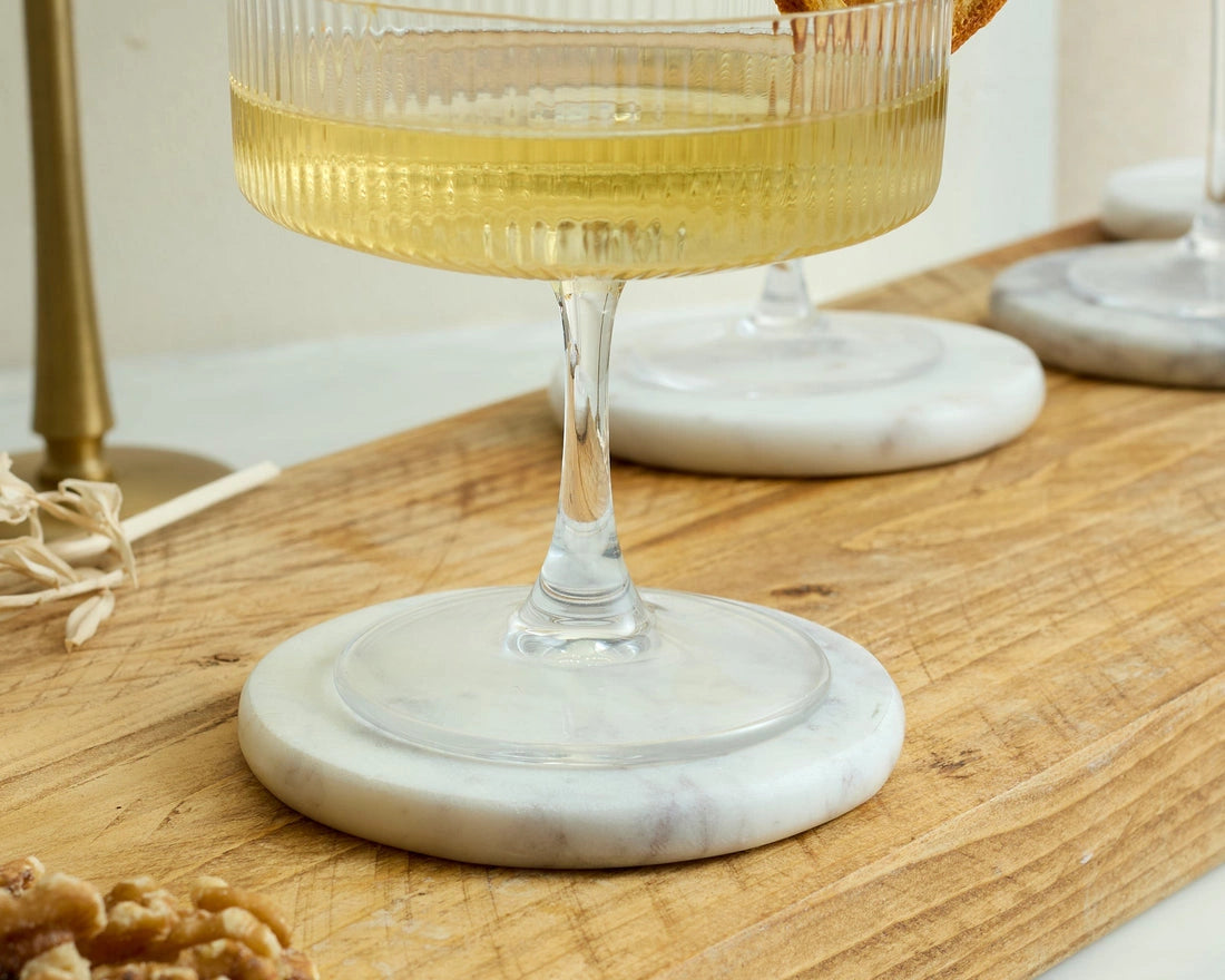 Aaponminimarket Emy Polished Round Marble Coasters Set