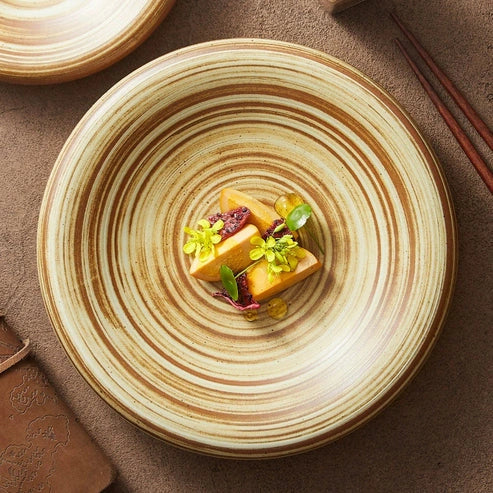 Aaponminimarket Handcrafted Spiral Stoneware Plate