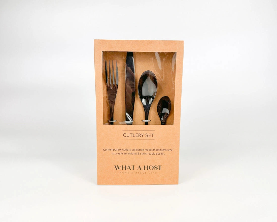 Aaponminimarket Munich Black Stainless Steel Cutlery Sets