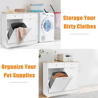 Aaponminimarket NNECW Kitchen Trash Cabinet (White)