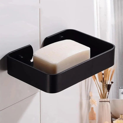 Aaponminimarket Square Stainless Steel Wall Mounted Soap Dish – Black