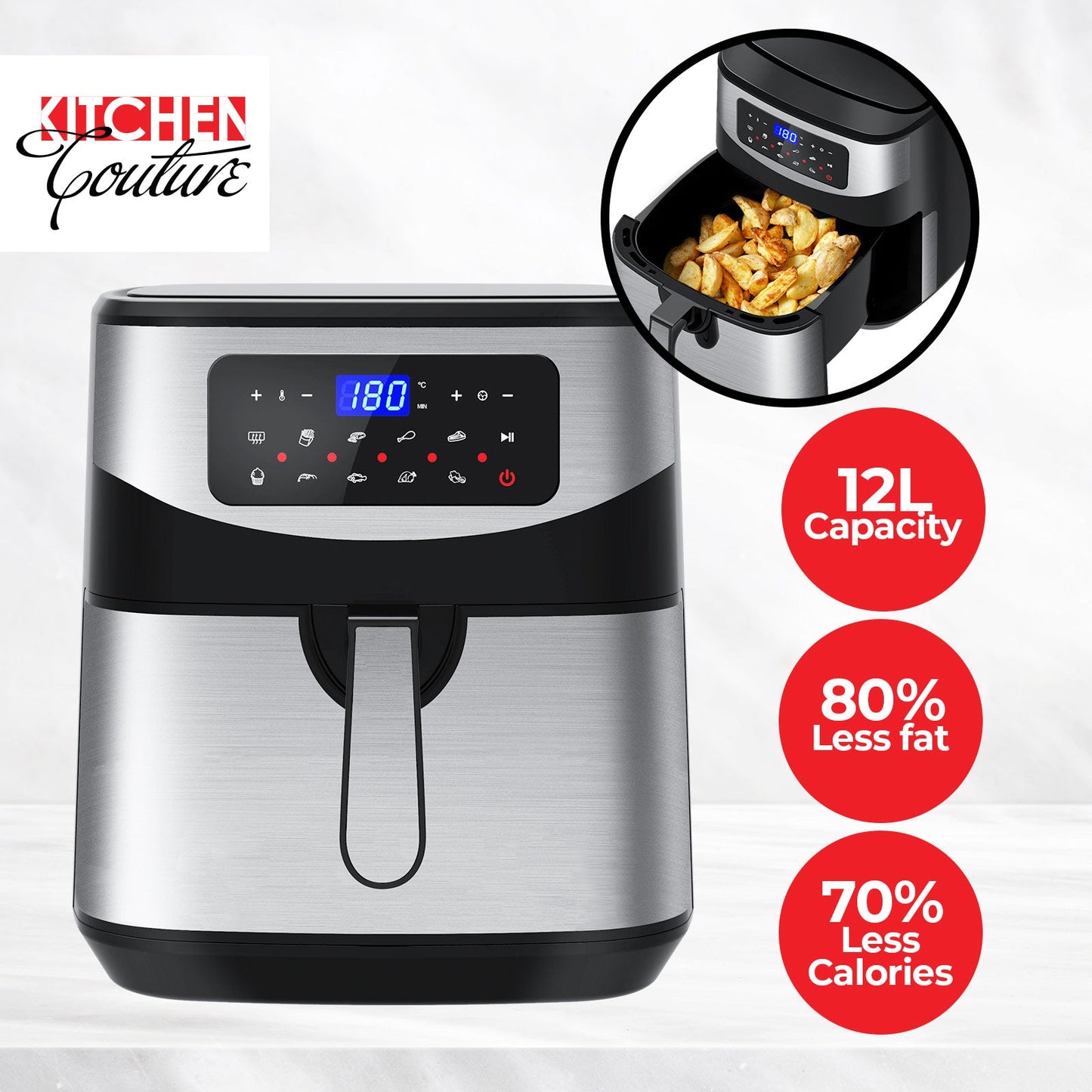 NNEIDS Kitchen Couture Digital 12L Air Fryer - Silver