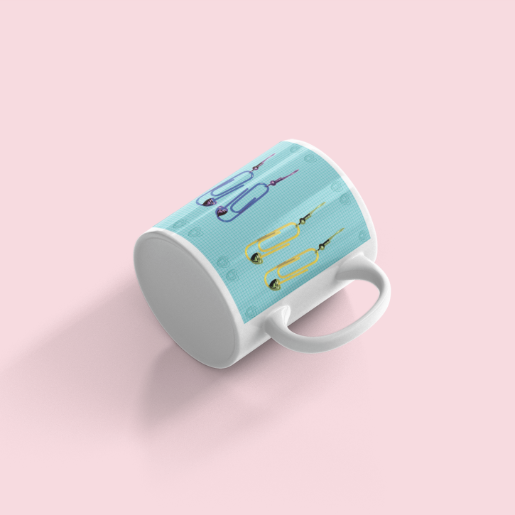 Aapon mini market -Retro 60's Paperclip Themed Ceramic Mug