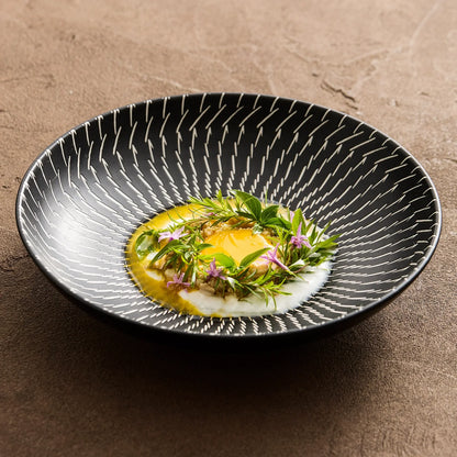 Aapon mini market -Luxury Black Ceramic Pasta Plate