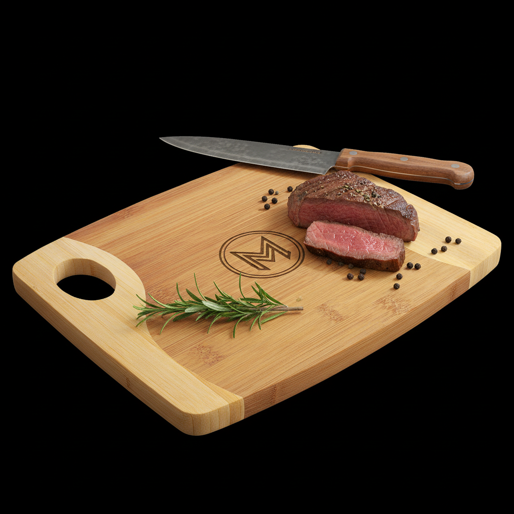 Aapon mini market -11x9 Bamboo Two-Tone Cutting Board with Handle