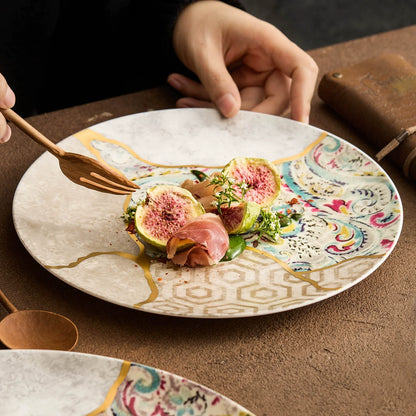 Aapon mini market -Gold-Thread Porcelain Shallow Plate