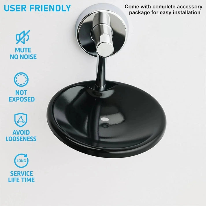 Aaponminimarket Round Soap Dish (Silver/Black)