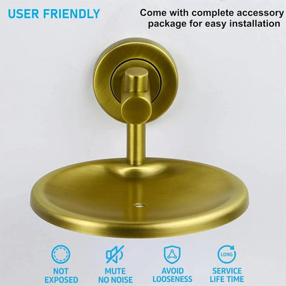 Aaponminimarket Round Stainless Steel Wall Mounted Soap Dish Gold