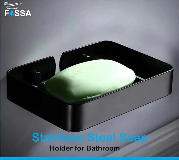 Aaponminimarket Square Stainless Steel Wall Mounted Soap Dish – Black