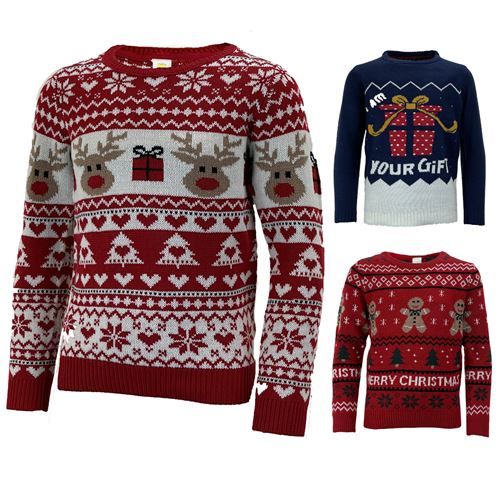 Three kids Christmas jumper designs from the range