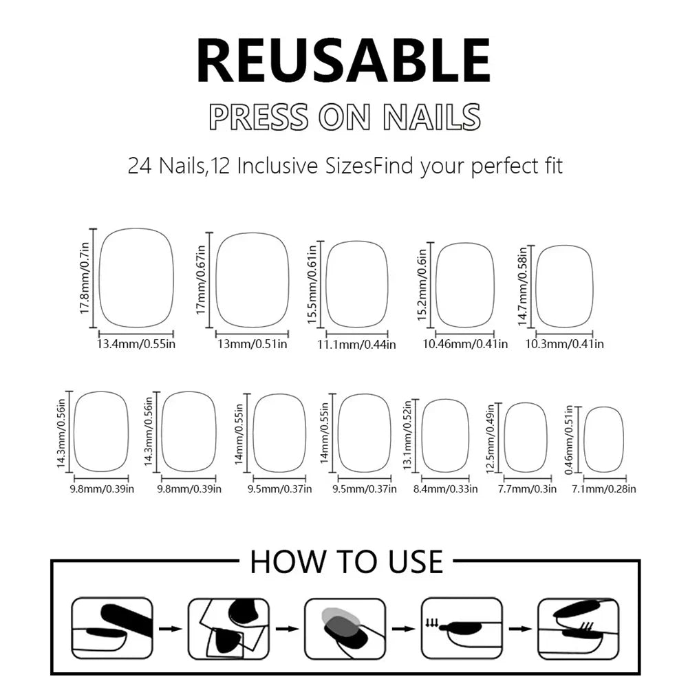 Aapon Mini Market Ltd 24 Pieces Navy Blue Acrylic Press On Nails