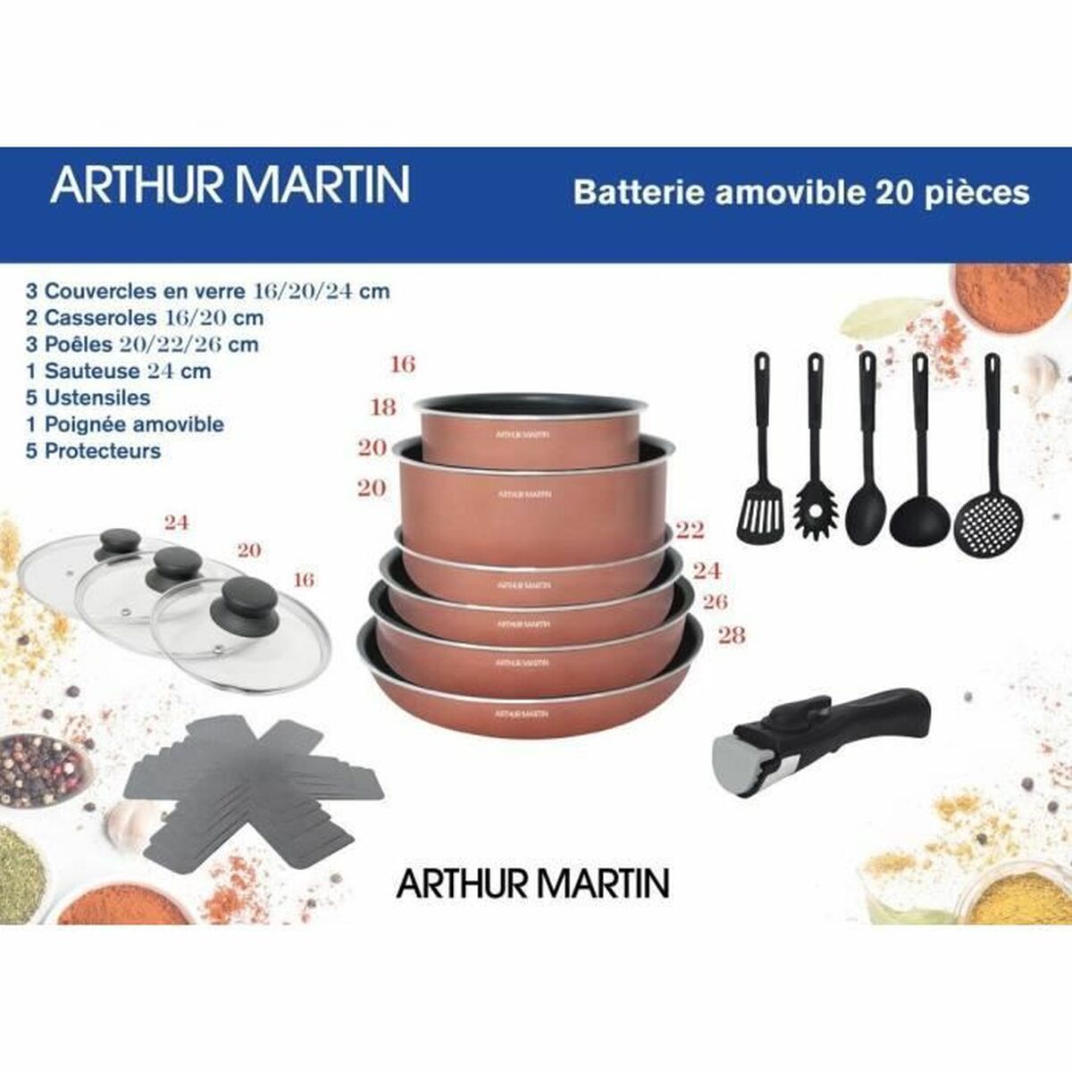 Aapon mini market - Arthur Martin 20-Piece Cookware Set