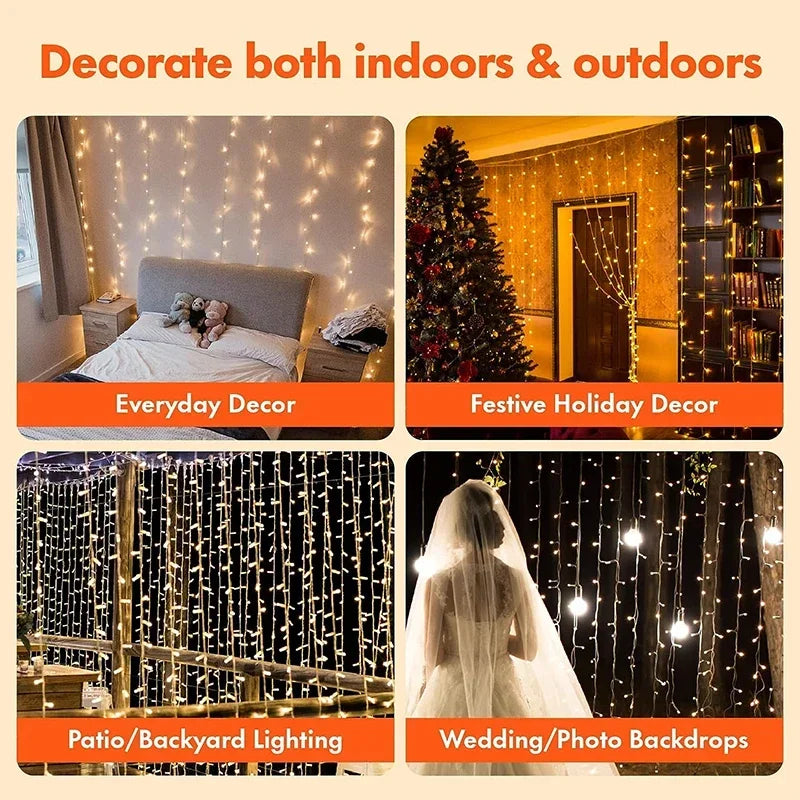 3m x 3m LED Curtain Fairy Lights – 300 LEDs, USB, Remote – view 4