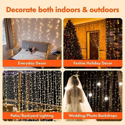 3m x 3m LED Curtain Fairy Lights – 300 LEDs, USB, Remote – view 4