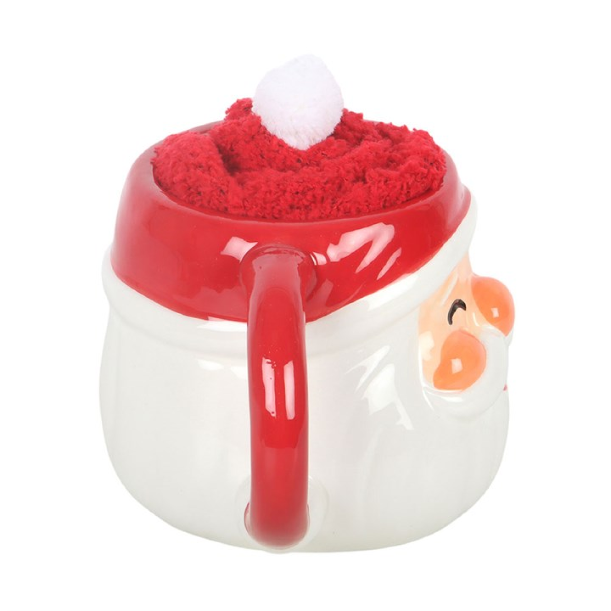 Santa Face Mug & Red Fluffy Socks Gift Set – view 3