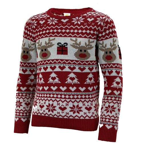 Red reindeer Fair Isle kids jumper from the same range (not included)