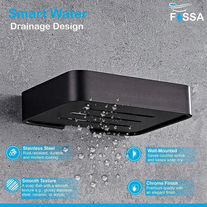 Aaponminimarket Square Stainless Steel Wall Mounted Soap Dish – Black