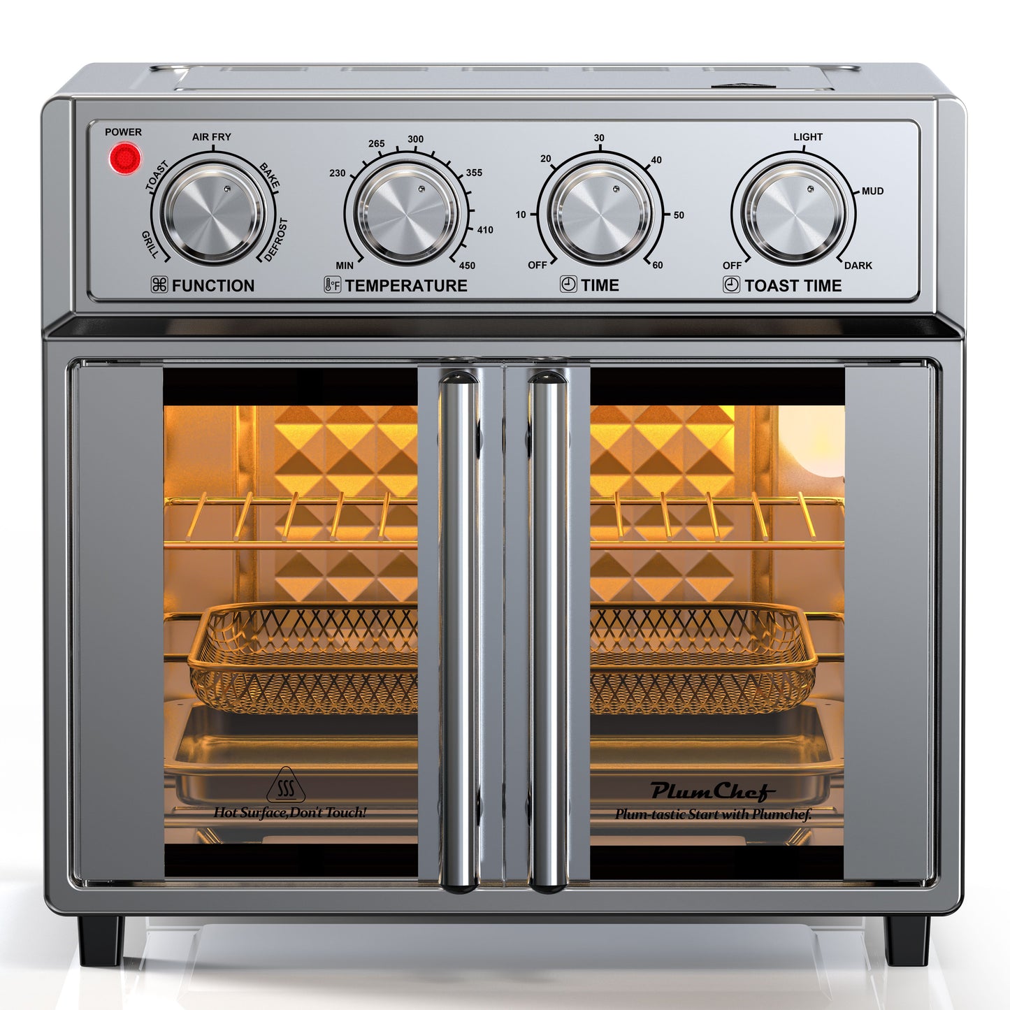 29.5 QT Air Fryer Convection Toaster Oven, French Door, 6 Slices, 1700W,