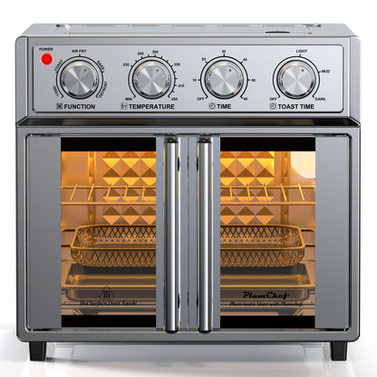 29.5 QT Air Fryer Convection Toaster Oven, French Door, 6 Slices, 1700W,